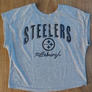 Steelers Gray Cropped Tee Women's XS